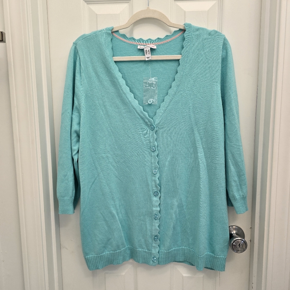 Women's Izzac Misrahi LIVE ,turquoise sweater Sz L NWOT